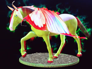 HORSE WINGS 3D MODEL ANIMATED FOR 3D PRINTING AND FBX RIGGED FOR 3D PROJECT 3D Print Model