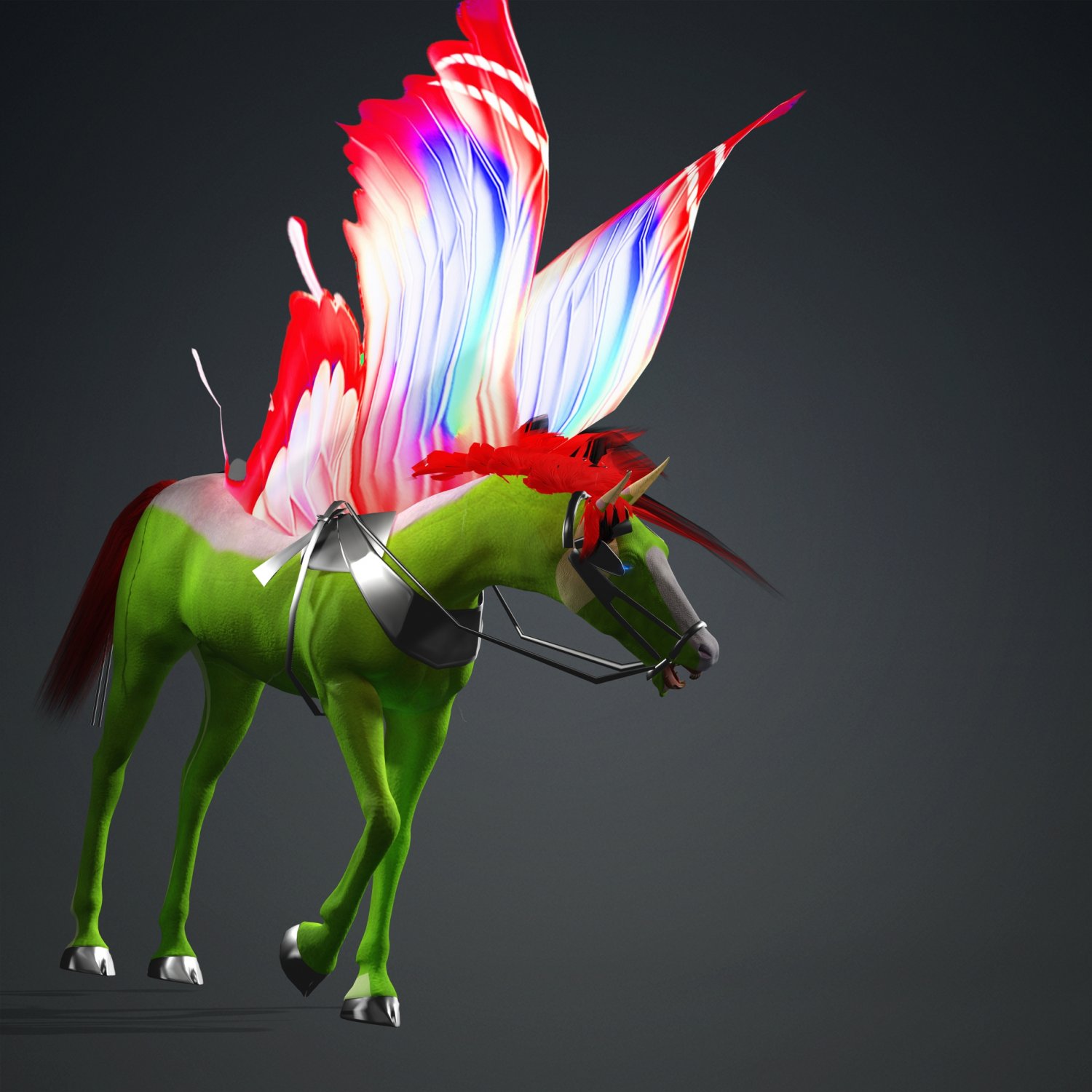HORSE WINGS 3D MODEL ANIMATED FOR 3D PRINTING AND FBX RIGGED FOR.