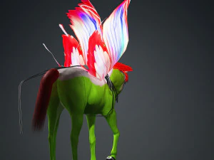 HORSE WINGS 3D MODEL ANIMATED FOR 3D PRINTING AND FBX RIGGED FOR 3D PROJECT 3D Print Model