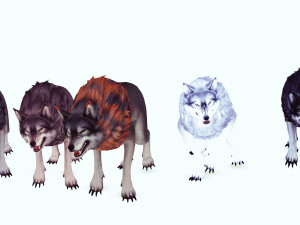 WOLVES PACK 5 characters ANIMATED 3D Модель