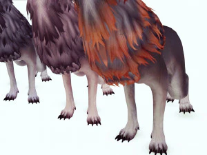 WOLVES PACK 5 characters ANIMATED 3D Model