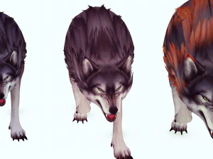 WOLVES PACK 5 characters ANIMATED 3D Model