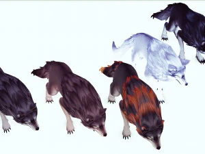 WOLVES PACK 5 characters ANIMATED 3D Model