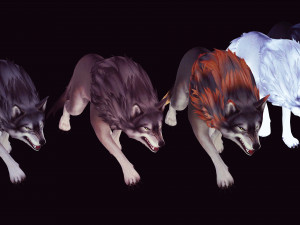 WOLVES PACK 5 characters ANIMATED 3D Модель