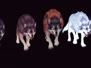 WOLVES PACK 5 characters ANIMATED 3D Модель