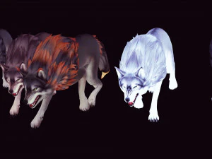 WOLVES PACK 5 characters ANIMATED 3D Model