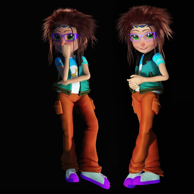 CARTOON GIRL KID CHILD GIRL 3D Model .c4d .max .obj .3ds .fbx .stl .blend 