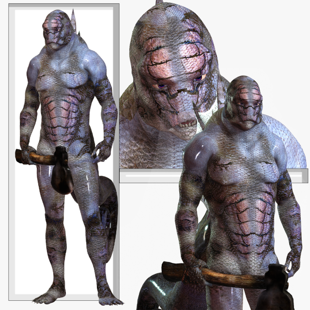 WATER MONSTER - AXE EVIL - 3D MODEL AQUAMAN MONSTER EVIL Modello 3D .c4d .max .obj .3ds .fbx .stl .blend 