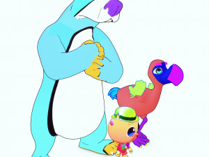 KIDS CARTOONS 3D - OSTRICH - BEAR - CAT - 2D PAINTED to 3D Modèle 3D