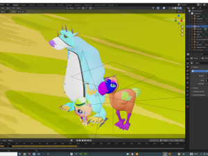 KIDS CARTOONS 3D - OSTRICH - BEAR - CAT - 2D PAINTED to 3D Modèle 3D