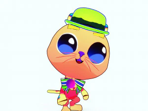 GATO 3D CRIAN&Ccedil;AS CHIDL GATO ASPECTO 2D Modelo 3D