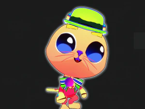 GATO 3D CRIAN&Ccedil;AS CHIDL GATO ASPECTO 2D Modelo 3D