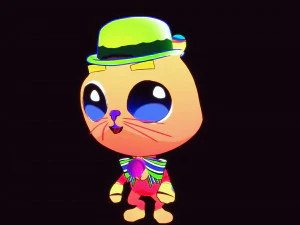 GATO 3D CRIAN&Ccedil;AS CHIDL GATO ASPECTO 2D Modelo 3D