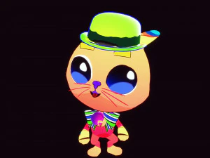 GATO 3D CRIAN&Ccedil;AS CHIDL GATO ASPECTO 2D Modelo 3D