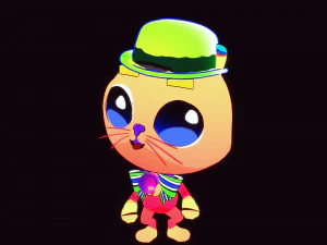 GATO 3D CRIAN&Ccedil;AS CHIDL GATO ASPECTO 2D Modelo 3D