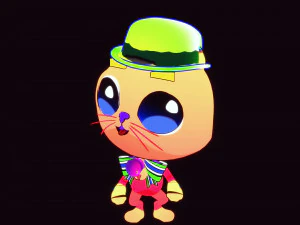 GATO 3D CRIAN&Ccedil;AS CHIDL GATO ASPECTO 2D Modelo 3D