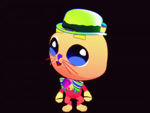 GATO 3D CRIAN&Ccedil;AS CHIDL GATO ASPECTO 2D Modelo 3D