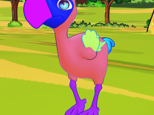 OSTRICH 3D CARTOON OSTRICH 2D ASPECT 3D Model