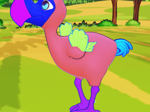 OSTRICH 3D CARTOON OSTRICH 2D ASPECT 3D Model