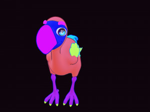 OSTRICH 3D CARTOON OSTRICH 2D ASPECT 3D Model