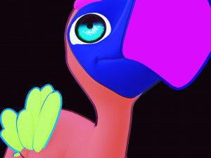 OSTRICH 3D CARTOON OSTRICH 2D ASPECT 3D Model