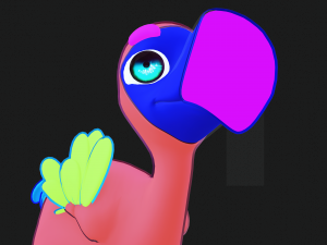 OSTRICH 3D CARTOON OSTRICH 2D ASPECT 3D Model