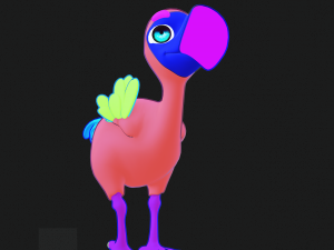 OSTRICH 3D CARTOON OSTRICH 2D ASPECT 3D Model