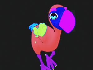 OSTRICH 3D CARTOON OSTRICH 2D ASPECT 3D Model