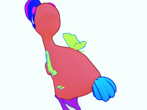 OSTRICH 3D CARTOON OSTRICH 2D ASPECT 3D Model