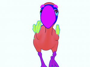 OSTRICH 3D CARTOON OSTRICH 2D ASPECT 3D Model