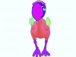 OSTRICH 3D CARTOON OSTRICH 2D ASPECT 3D Model