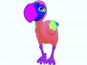 OSTRICH 3D CARTOON OSTRICH 2D ASPECT 3D Model
