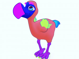 OSTRICH 3D CARTOON OSTRICH 2D ASPECT 3D Model