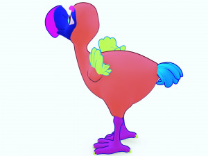 OSTRICH 3D CARTOON OSTRICH 2D ASPECT 3D Model