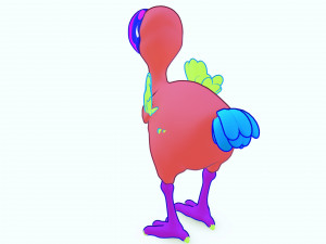 OSTRICH 3D CARTOON OSTRICH 2D ASPECT 3D Model
