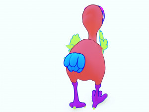 OSTRICH 3D CARTOON OSTRICH 2D ASPECT 3D Model