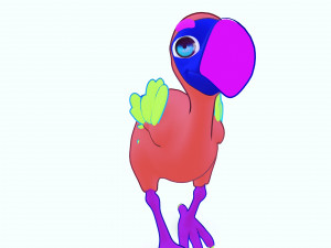 OSTRICH 3D CARTOON OSTRICH 2D ASPECT 3D Model