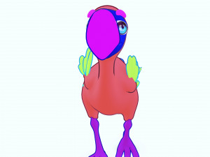 OSTRICH 3D CARTOON OSTRICH 2D ASPECT 3D Model