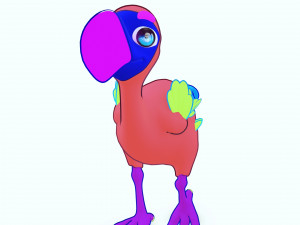 OSTRICH 3D CARTOON OSTRICH 2D ASPECT 3D Model