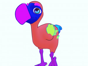 OSTRICH 3D CARTOON OSTRICH 2D ASPECT 3D Model