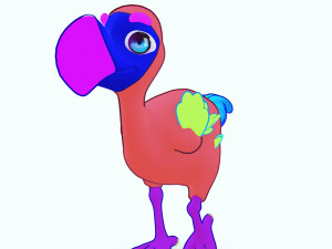 OSTRICH 3D CARTOON OSTRICH 2D ASPECT 3D Model