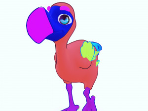 OSTRICH 3D CARTOON OSTRICH 2D ASPECT 3D Model