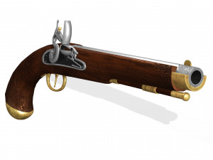 FRENCH CAVALRY PISTOL 1800 35CM 3D MODEL WEAPON WAR WARRIOR NAPOLEONIC PERIOD WAR SOLDIER 3D Модель