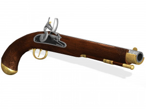 FRENCH CAVALRY PISTOL 1800 35CM 3D MODEL WEAPON WAR WARRIOR NAPOLEONIC PERIOD WAR SOLDIER Modelo 3D