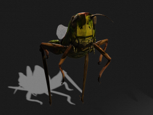 DOWNLOAD GRASSHOPPER 3D MODEL - ANIMATED - INSECT - RAPTOR LINHERAPTOR MICRO BEE FLYING - POKMON Modelo 3D