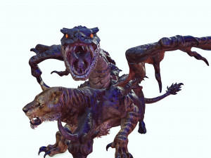DOWNLOAD CHIMERA 3D MODEL - OBJ FBX - 3D PRINTING - 3D PROJECT - MONSTER CHIMERA - BASILIK DINOSAUR Modello 3D