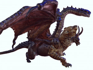 DOWNLOAD CHIMERA 3D MODEL - OBJ FBX - 3D PRINTING - 3D PROJECT - MONSTER CHIMERA - BASILIK DINOSAUR Modello 3D