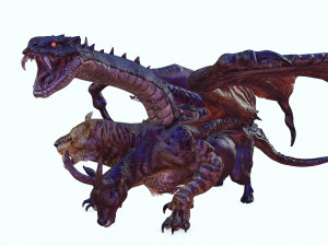 DOWNLOAD CHIMERA 3D MODEL - OBJ FBX - 3D PRINTING - 3D PROJECT - MONSTER CHIMERA - BASILIK DINOSAUR Modello 3D