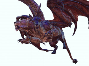 DOWNLOAD CHIMERA 3D MODEL - OBJ FBX - 3D PRINTING - 3D PROJECT - MONSTER CHIMERA - BASILIK DINOSAUR Modello 3D