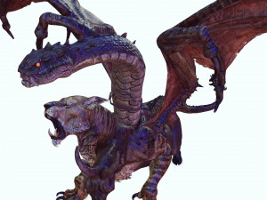 DOWNLOAD CHIMERA 3D MODEL - OBJ FBX - 3D PRINTING - 3D PROJECT - MONSTER CHIMERA - BASILIK DINOSAUR Modello 3D